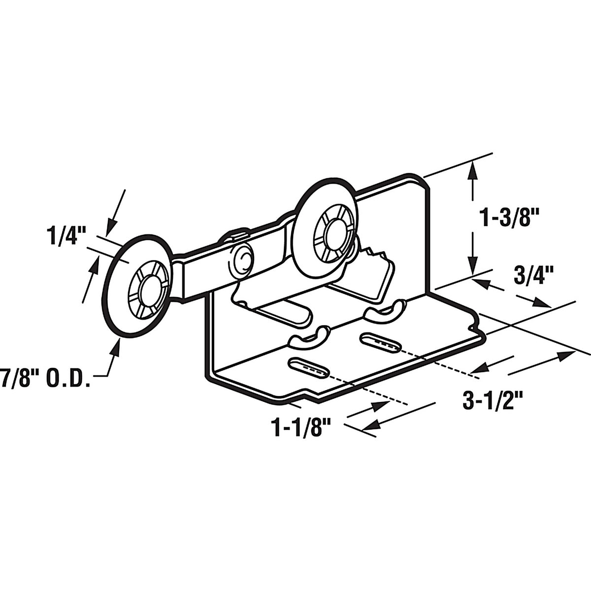 Prime-Line - N 6531 - 7/8 in. D X 0.25 in. L Zinc-Plated Nylon/Steel Roller Assembly 2 pk