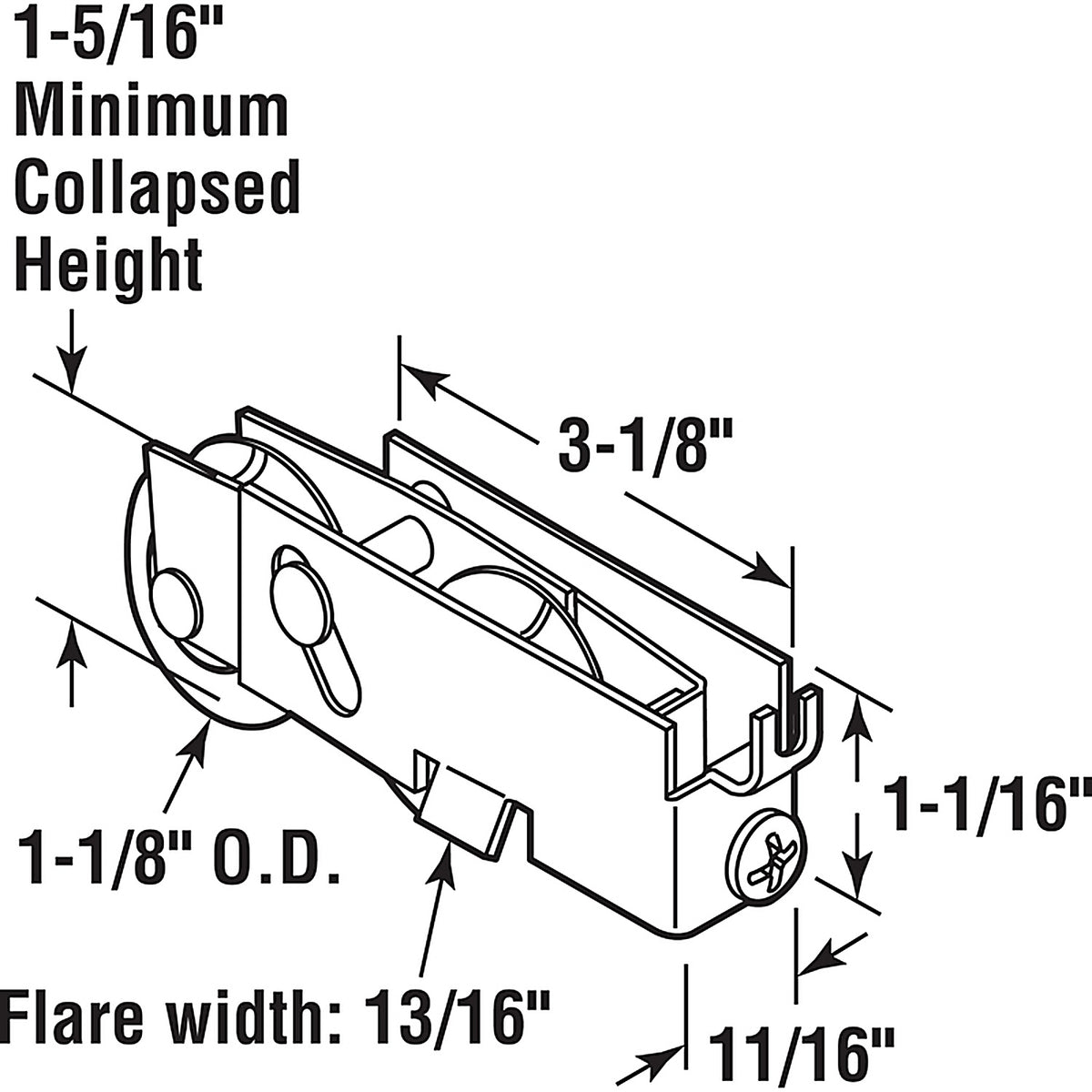 Prime-Line - D 1551 - 1-1/8 in. D X 0.69 in. L Steel Roller Assembly 1 pk
