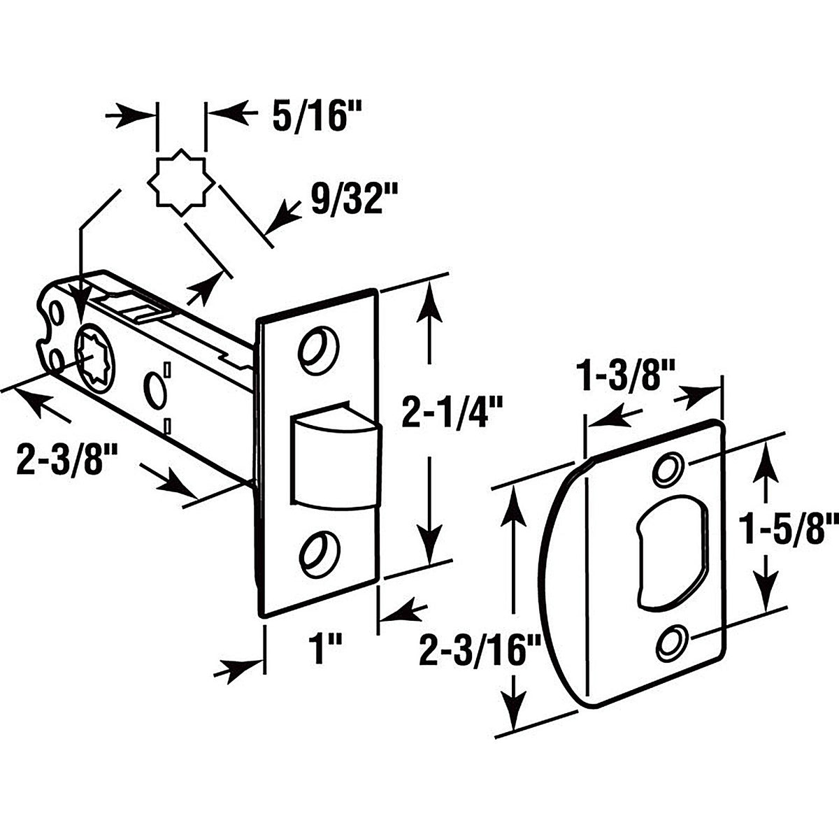 Prime-Line E2281 Bright Brass Brass Mortise Latch Bolt