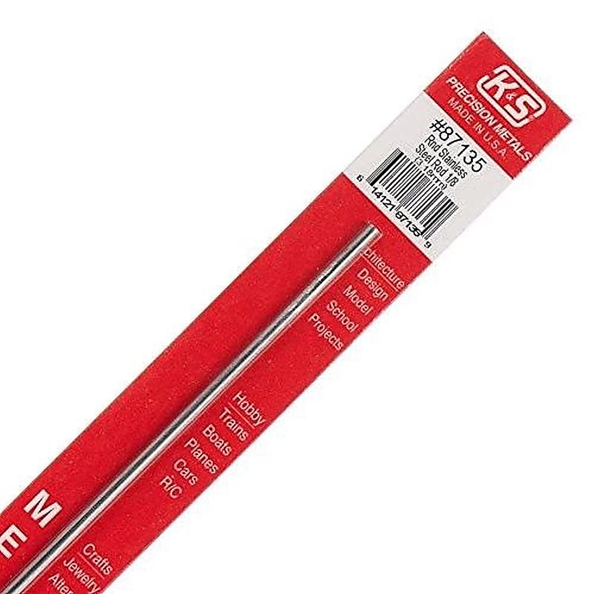 K&S 87135 1/8 in. Dia. x 12 in. L Stainless Steel Unthreaded Rod