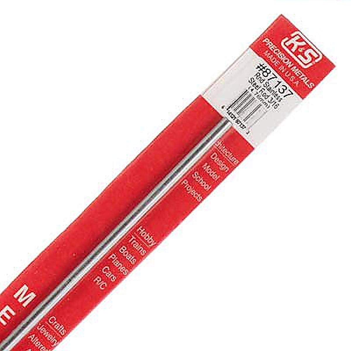 K&S 87141 5/16 in. Dia. x 12 in. L Stainless Steel Unthreaded Rod