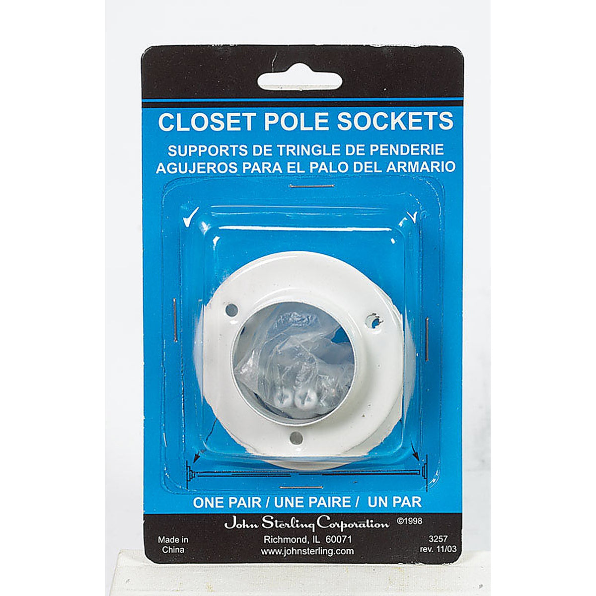 Knape & Vogt BC-0039-WT Pro 1-3/8 in. L x 1-3/8 in. Dia. White Steel Rod Socket
