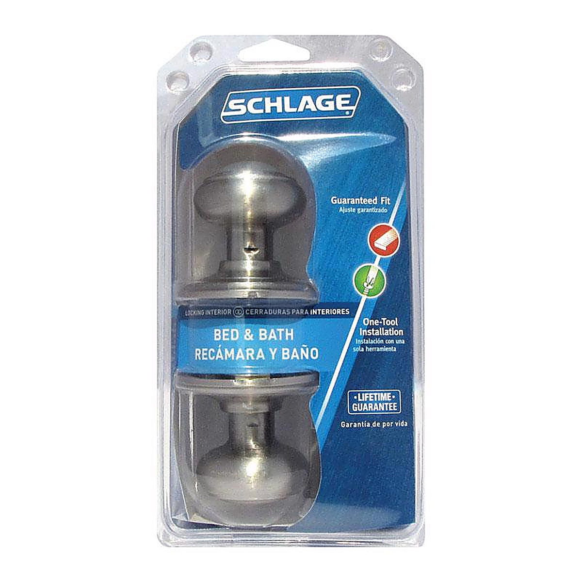 Schlage F40VGEO619 Georgian Satin Nickel Privacy Lockset ANSI Grade 2 1-3/4 in.