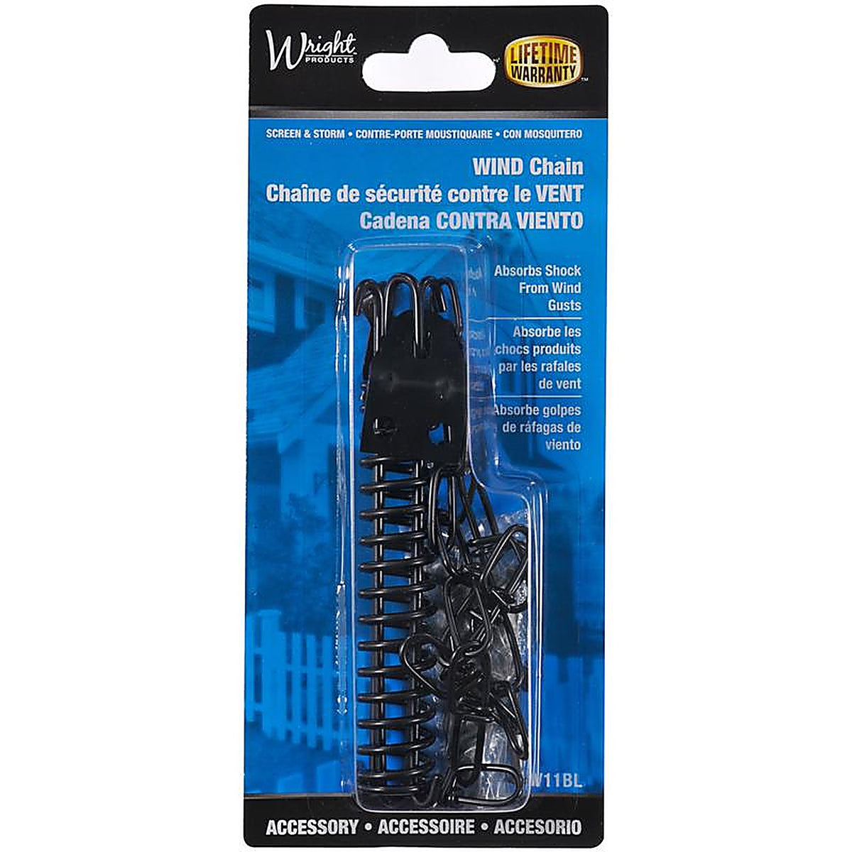 Wright - V11BL - 8.8 In. D X 50 Ft. In. L Galvanized Black Steel Spring & Chain Door Retainer 1 Pack