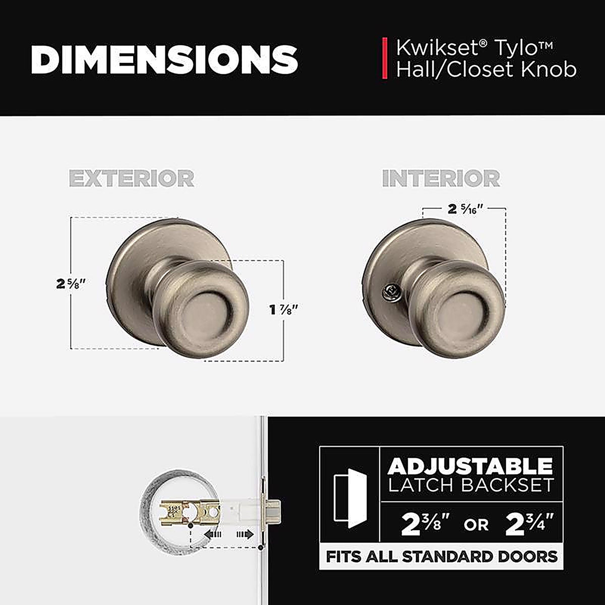 Kwikset - 92001-566 - Tylo Antique Brass Passage Lockset 1-3/4 In.