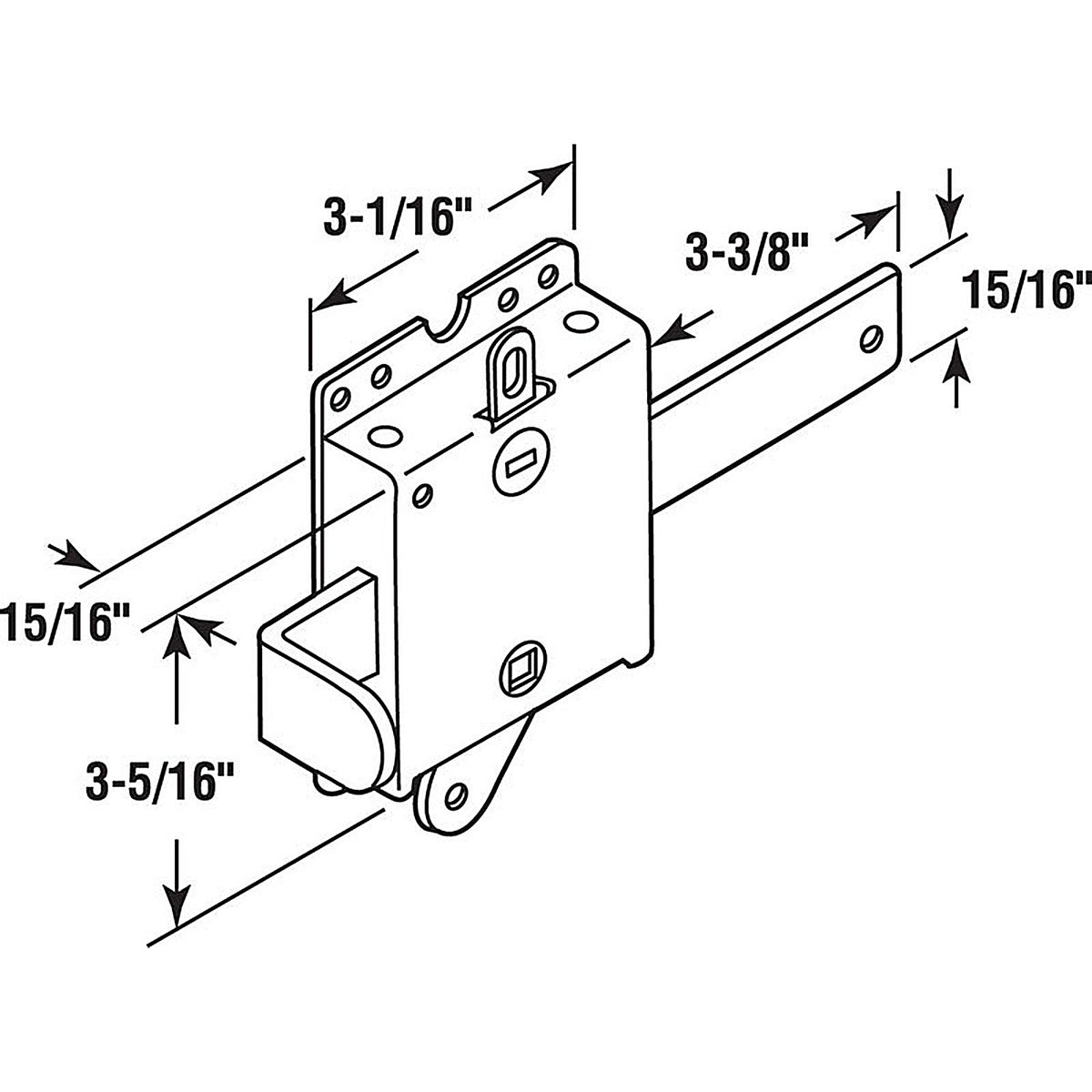 Prime-Line GD52138 3-1/16 in. W x 3-1/16 in. L Steel Side Lock