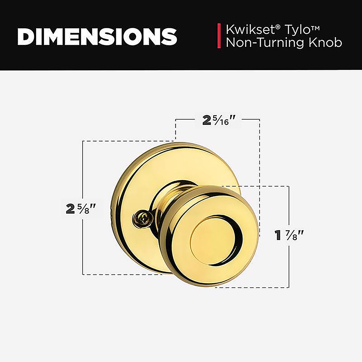 Kwikset 94880-363 Tylo Polished Brass Dummy Knob Right or Left Handed