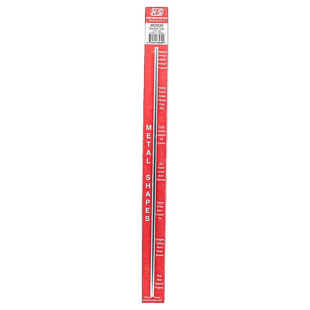 K&S - 83030 - 3/16 In. D X 12 In. L Round Aluminum Tube