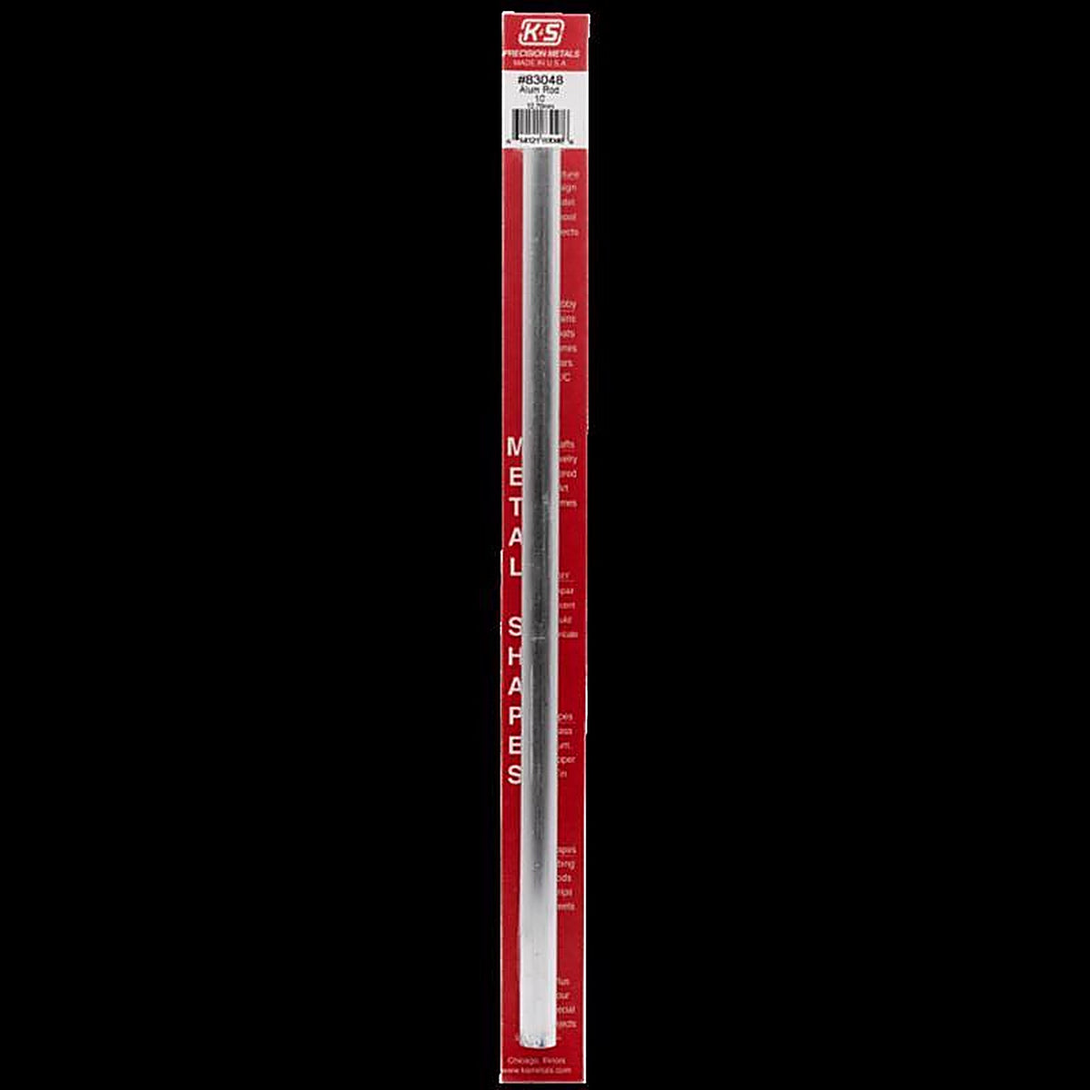 K&S 83048 0.5 in. Dia. x 12 in. L Aluminum Rod 1/Pack