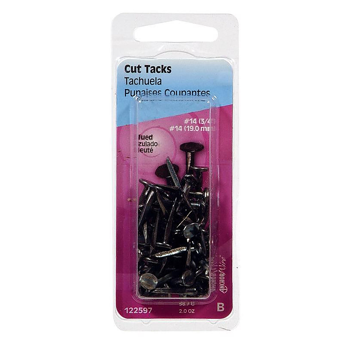Hillman 122597 No. 14 x 3/4 in. L Blue Steel Cut Tacks 2/Pack