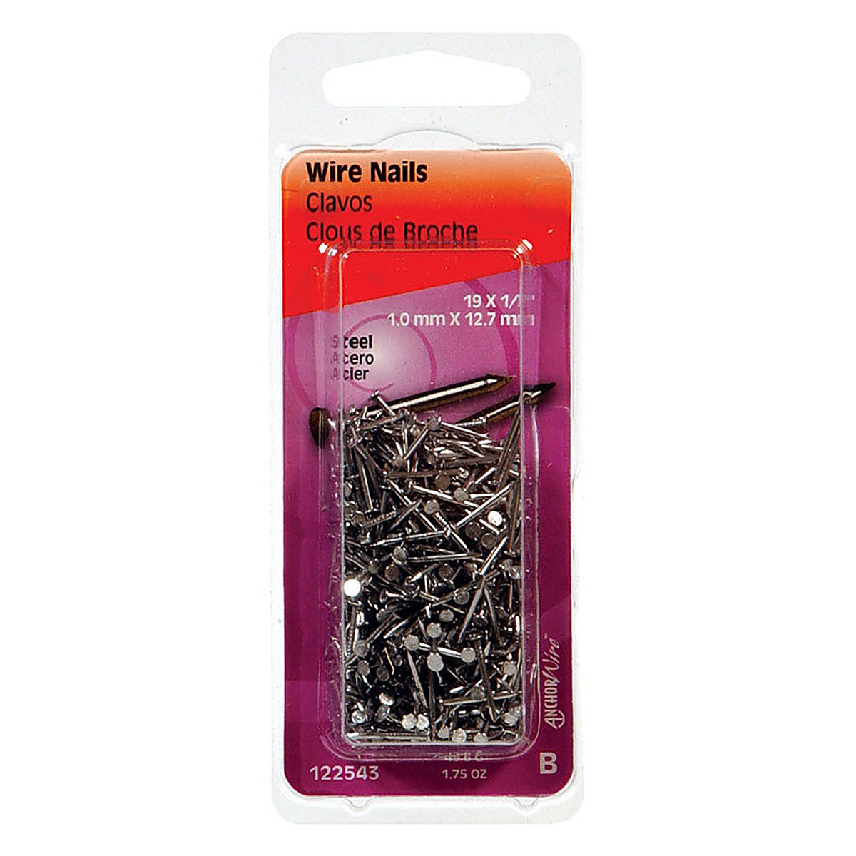 Hillman 122543 19 Ga. x 1/2 in. L Bright Steel Wire Nails 1/Pack 1.75 oz.