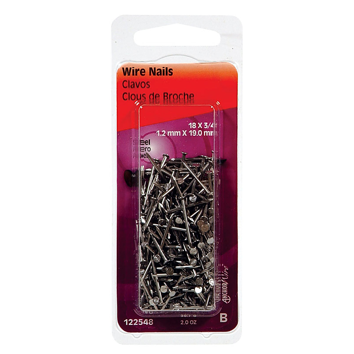Hillman 122548 18 Ga. x 3/4 in. L Bright Steel Wire Nails 1/Pack 2 oz.