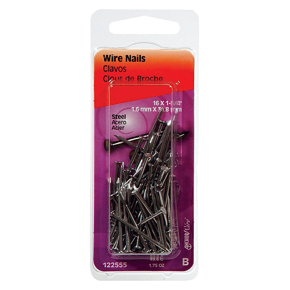 Hillman 122555 16 Ga. x 1-1/4 in. L Bright Steel Wire Nails 1/Pack 1.75 oz.