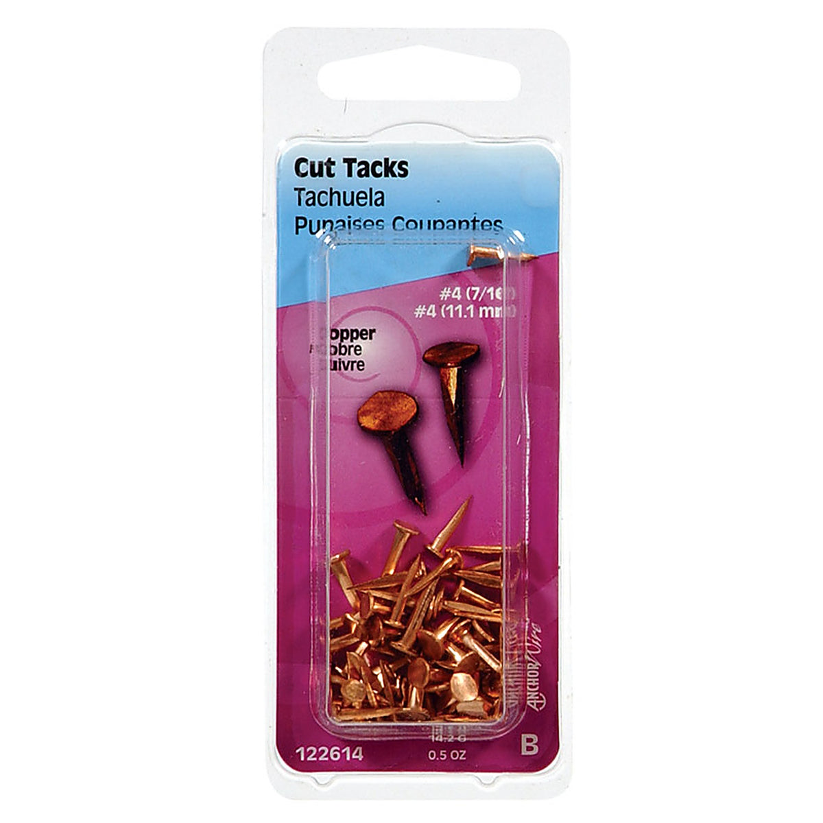 Hillman 122614 No. 4 x 7/16 in. L Copper Cut Tacks 0.5/Pack