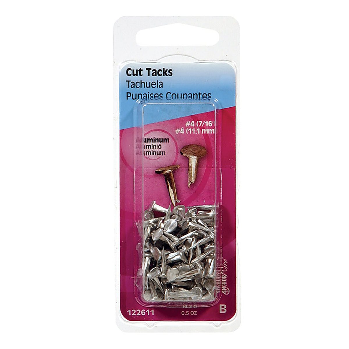 Hillman 122611 No. 4 x 7/16 in. L Silver Aluminum Cut Tacks 0.5/Pack