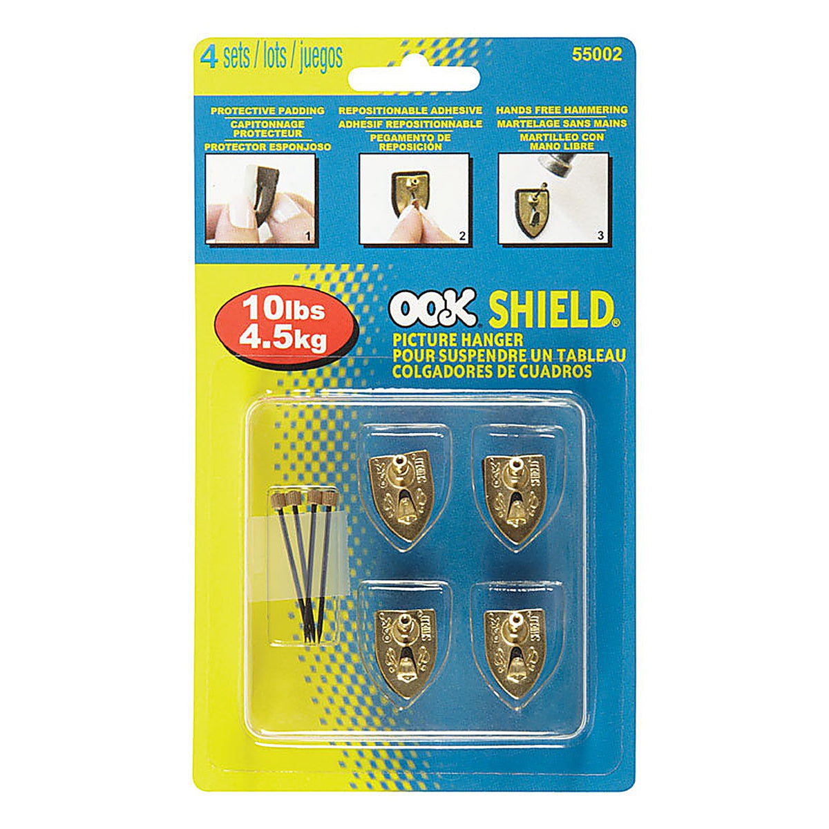 OOK 55002 Shield Picture Hanger 10 lb. 4/Pack