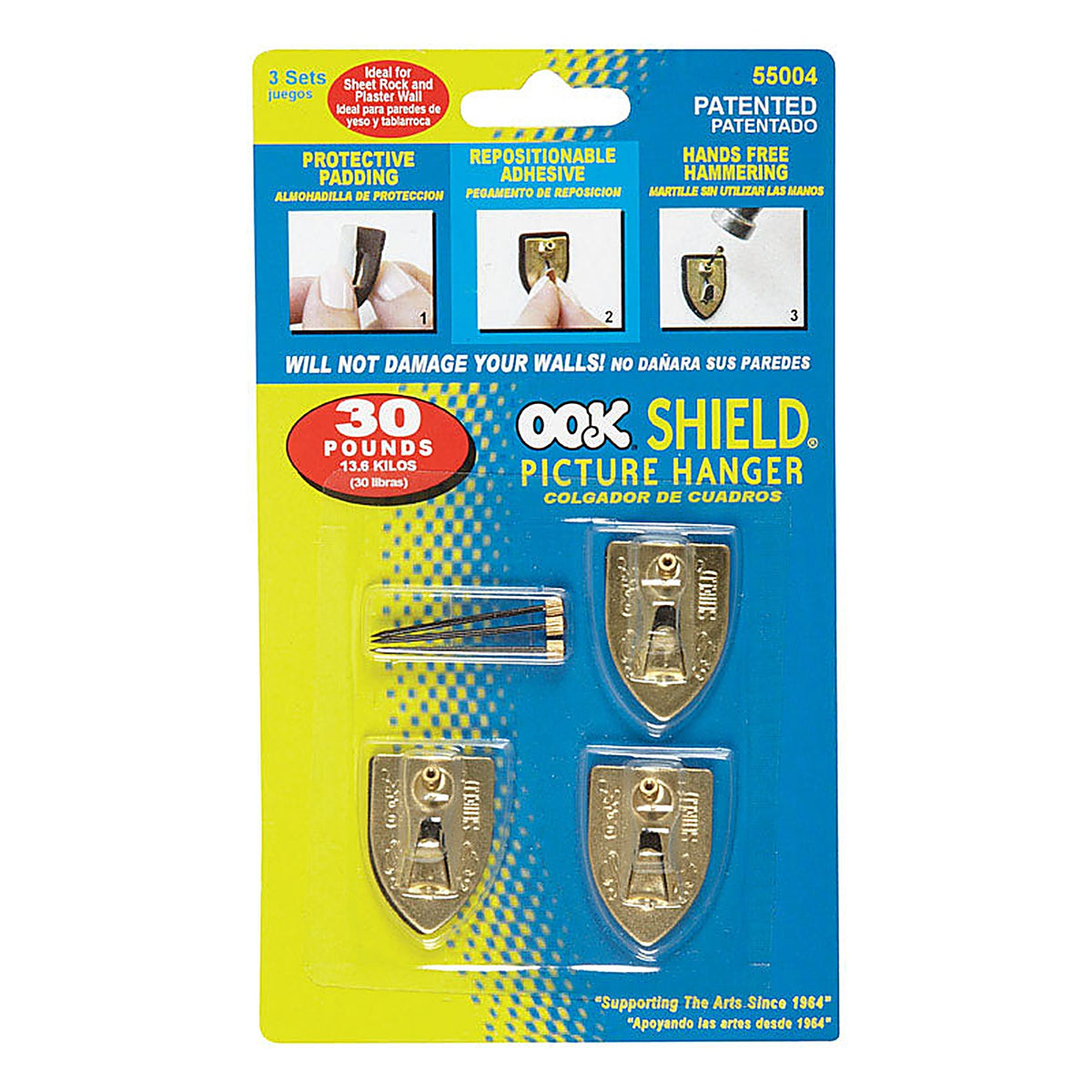 OOK 55004 Shield Picture Hanger 30 lb. 3/Pack