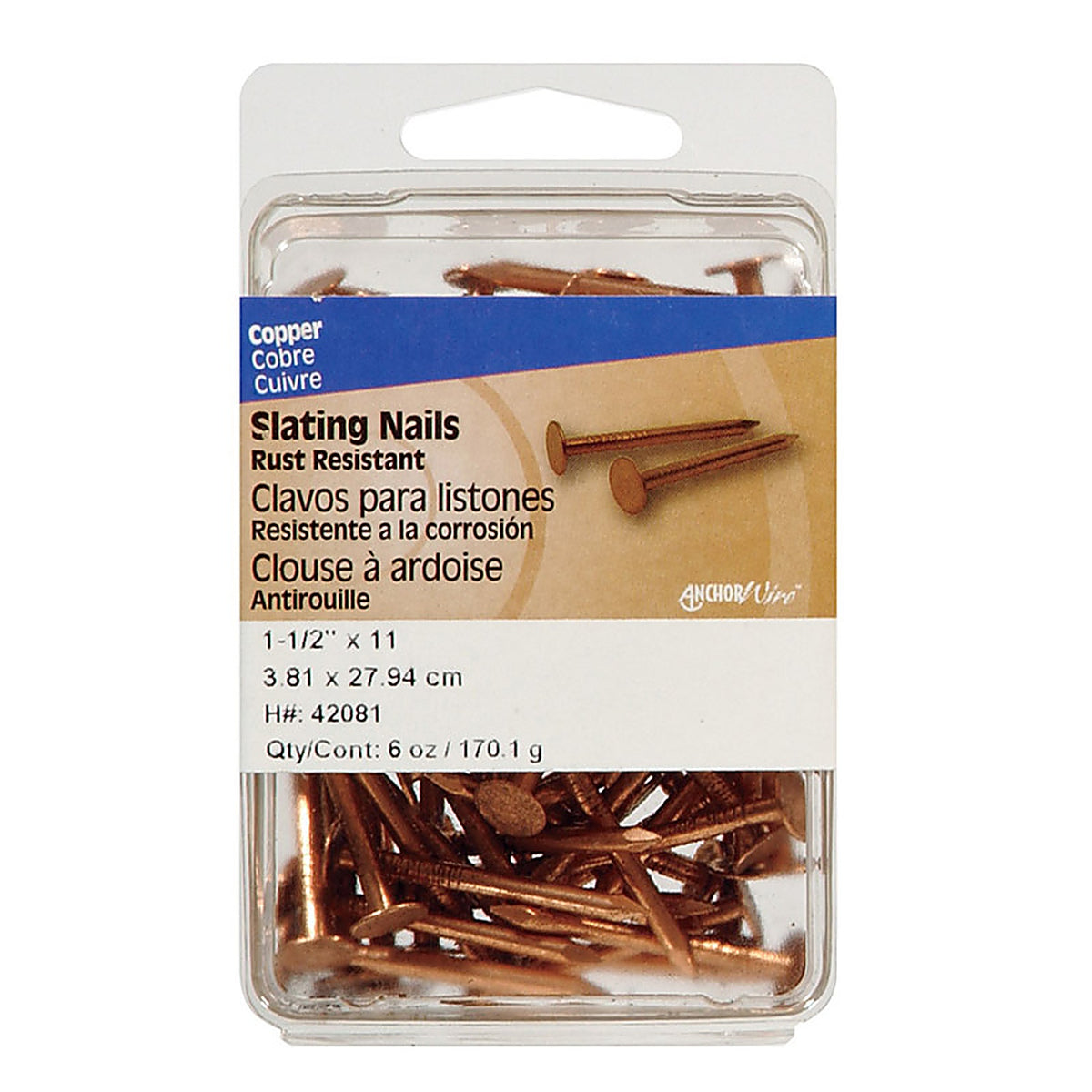 Hillman 42081 1-1/2 in. Slate Copper Nail Flat