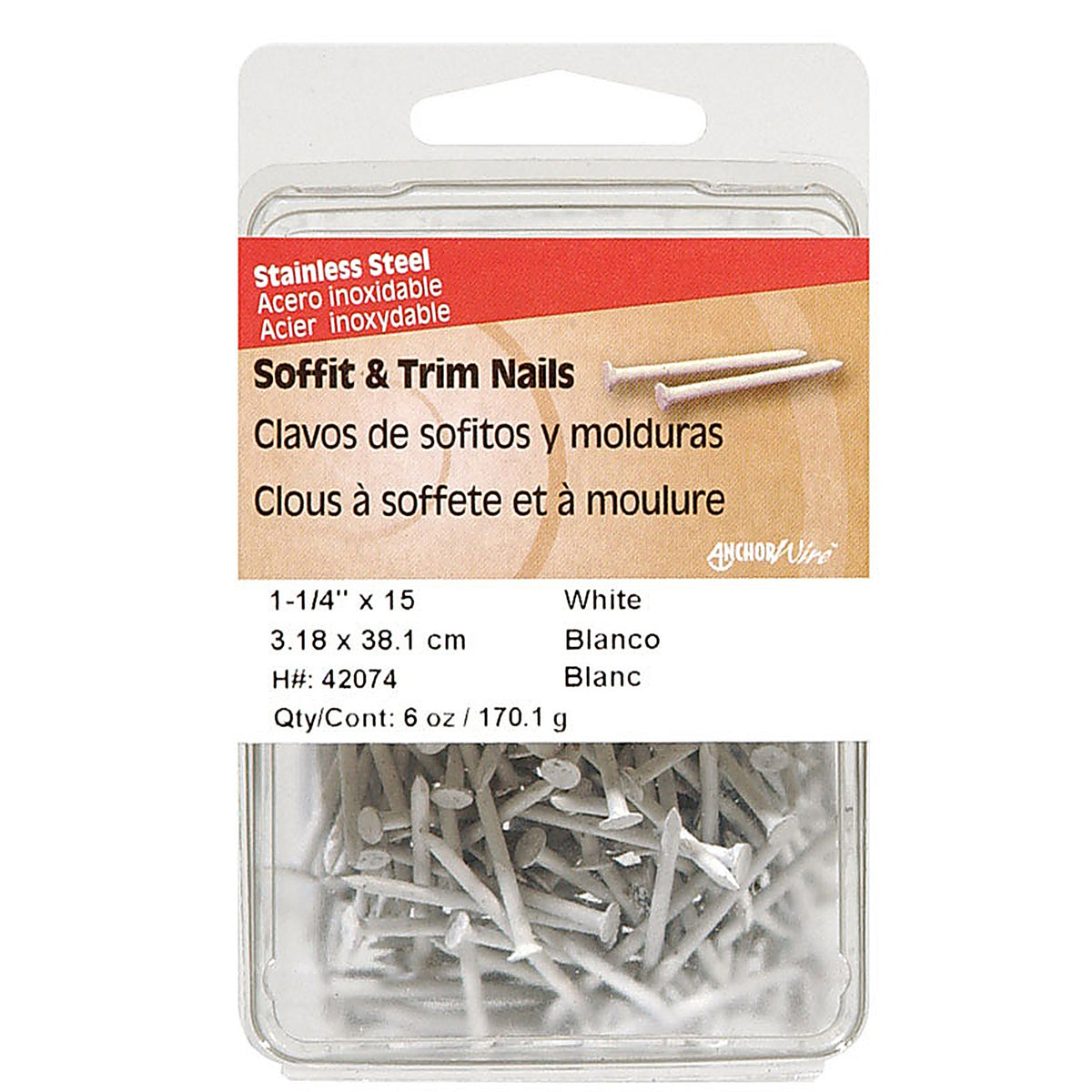 Hillman 42074 1-1/4 in. Soffit and Trim Stainless Steel Nail Flat