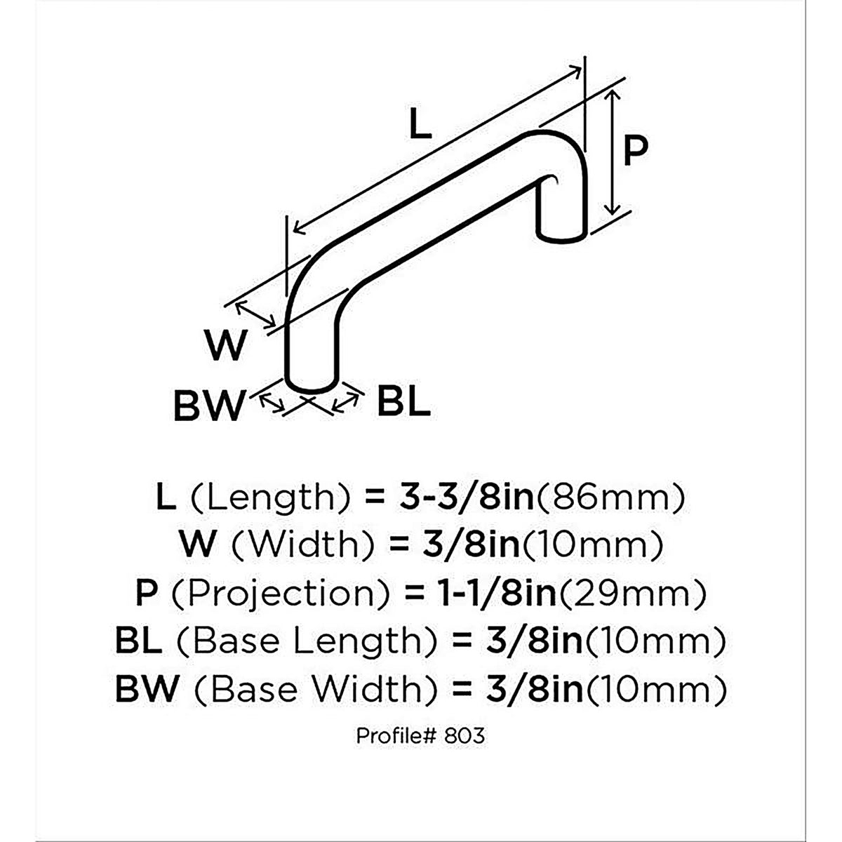 Amerock - BP803PW - Allison Contemporary Arch Cabinet Pull 3 In. White 1 Pack
