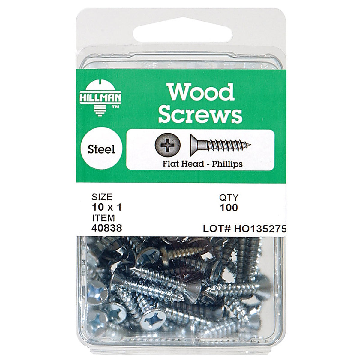 Hillman - 40826 - No. 8 X 1 In. L Phillips Zinc-Plated Coarse Wood Screws 1 Pack