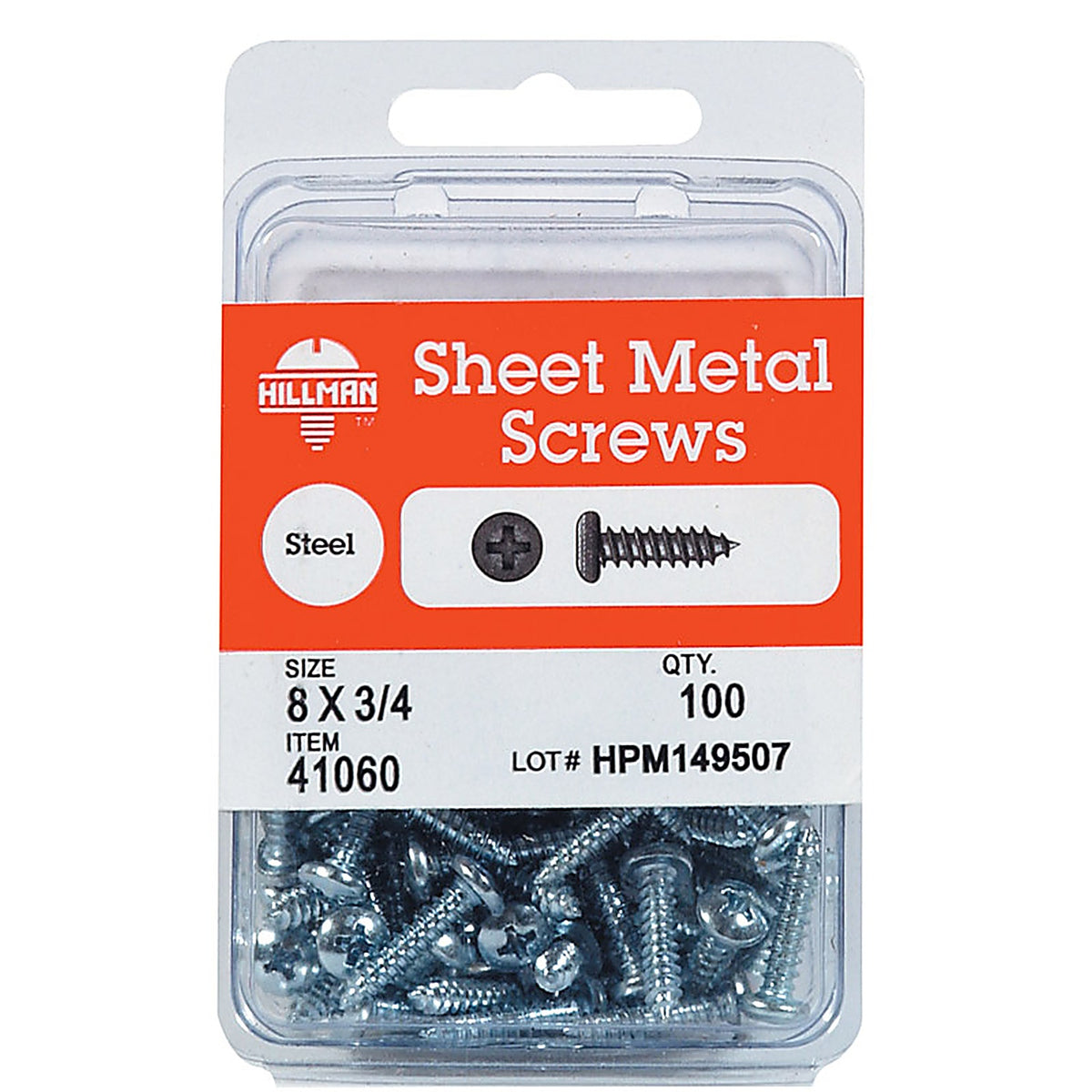 Hillman 41050 No. 6 x 1/2 in. L Phillips Pan Head Zinc-Plated Steel Sheet Metal Screws 100 1/Pack