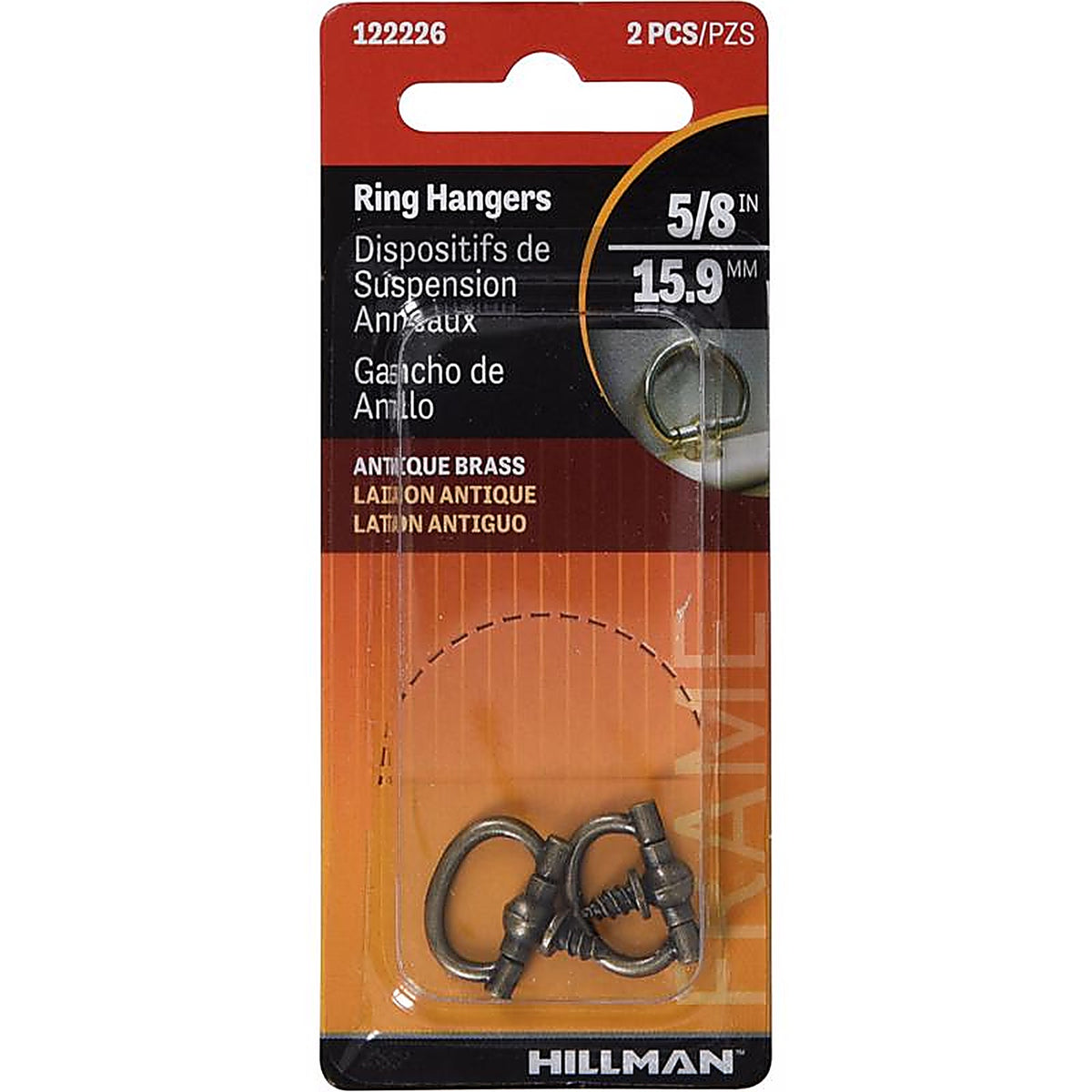 Hillman - 122226 - Antique Brass Gold Oval Ring Hanger 2 Piece