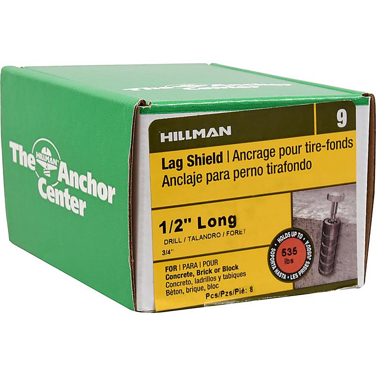 Hillman 370215 3/8 in. Dia. x 1/2 in. Long in. L Zinc Round Head Ribbed Anchor 8/Pack