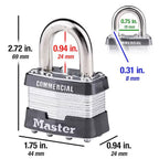 Masterlock - 1KA#2246 - Master Lock 1.75 In. H X 1.75 In. W X 1-3/4 In. L Laminated Steel Dual Ball Bearing Locking Exterior