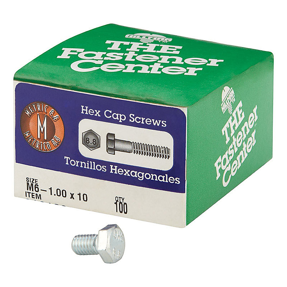 Hillman 916188 M6-1.00 mm Dia. x 10 mm L Heat Treated Steel Hex Head Cap Screw 100/Pack