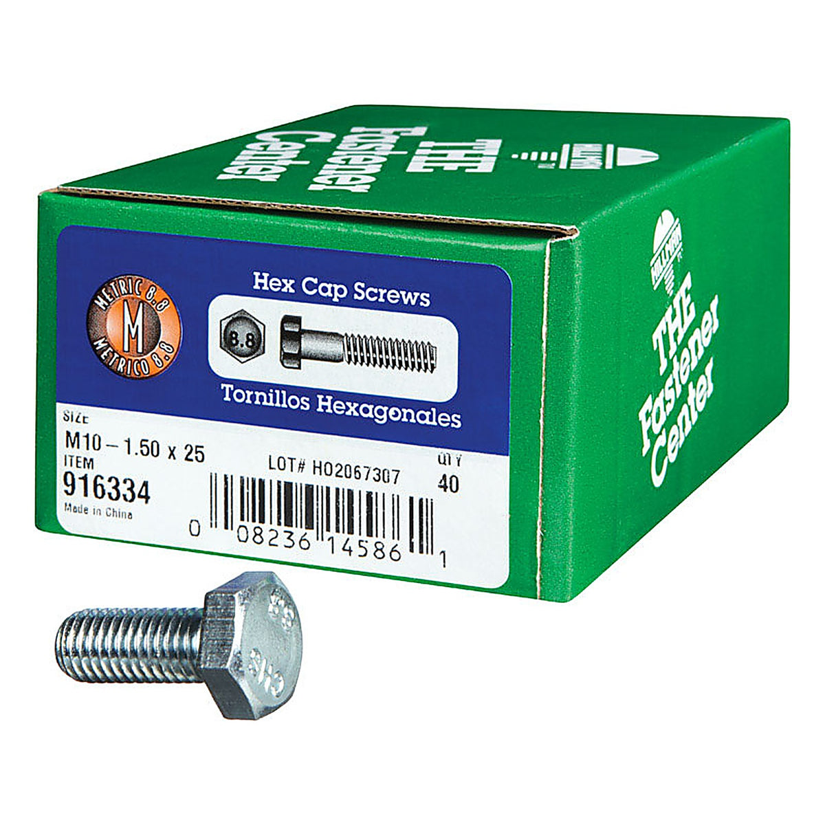 Hillman 916334 M10-1.50 mm Dia. x 25 mm L Heat Treated Steel Hex Head Cap Screw 40/Pack