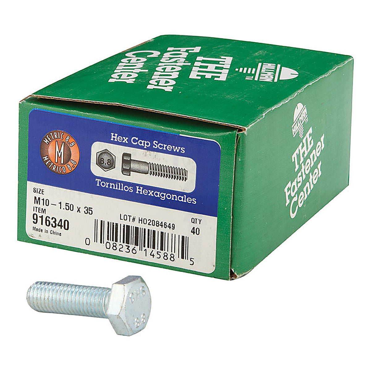 Hillman 916340 M10-1.50 mm Dia. x 35 mm L Heat Treated Steel Hex Head Cap Screw 40/Pack