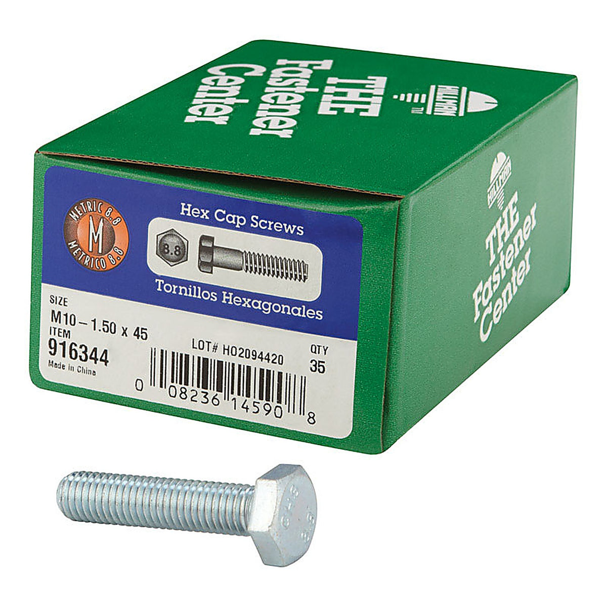 Hillman - 916344 - M10-1.50 MM D X 45 MM L Heat Treated Steel HEX Head Cap Screw 35 Pack
