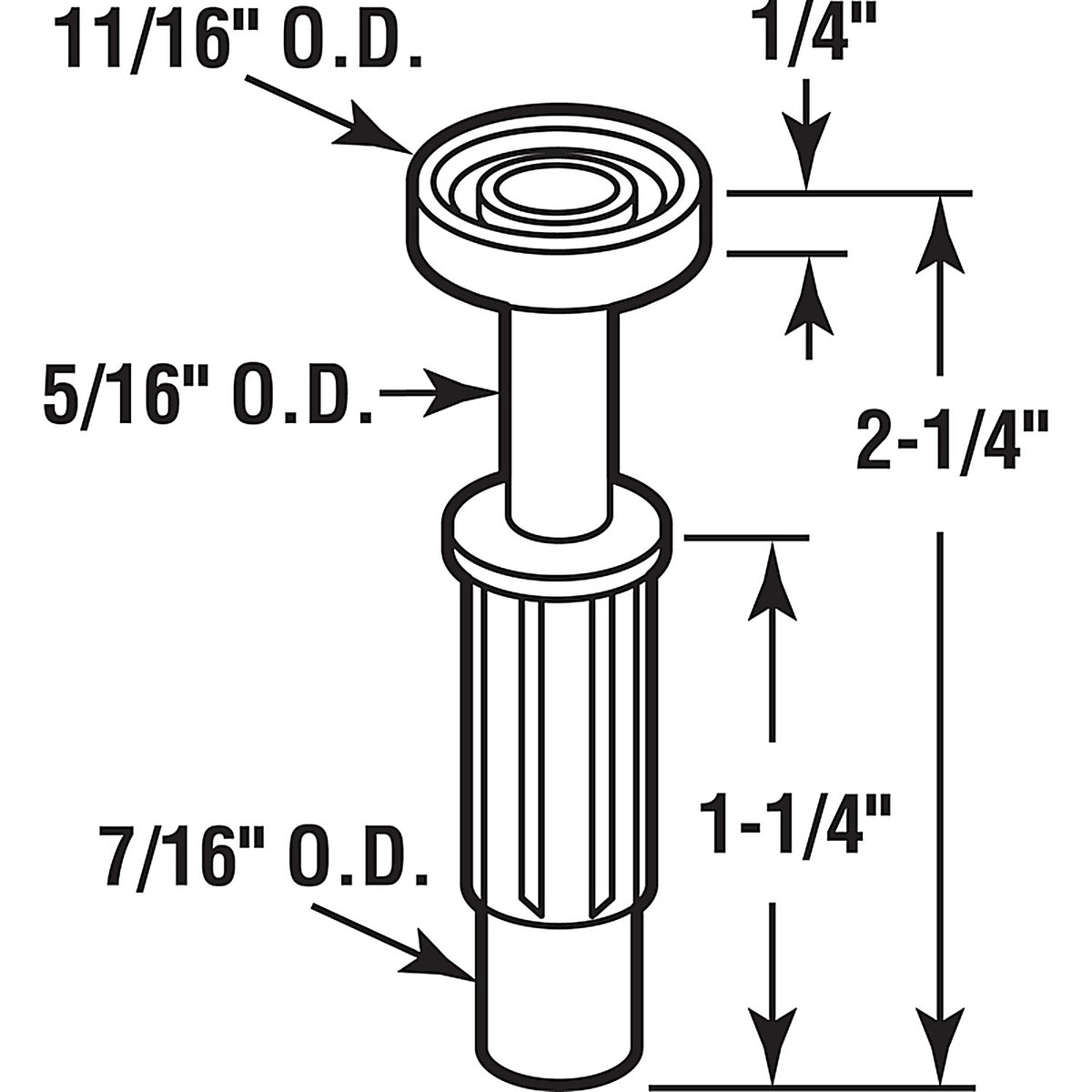 Prime-Line - N 7130 - 11/16 in. D X 2.25 in. L Plastic/Steel Guide Roller 2 pk