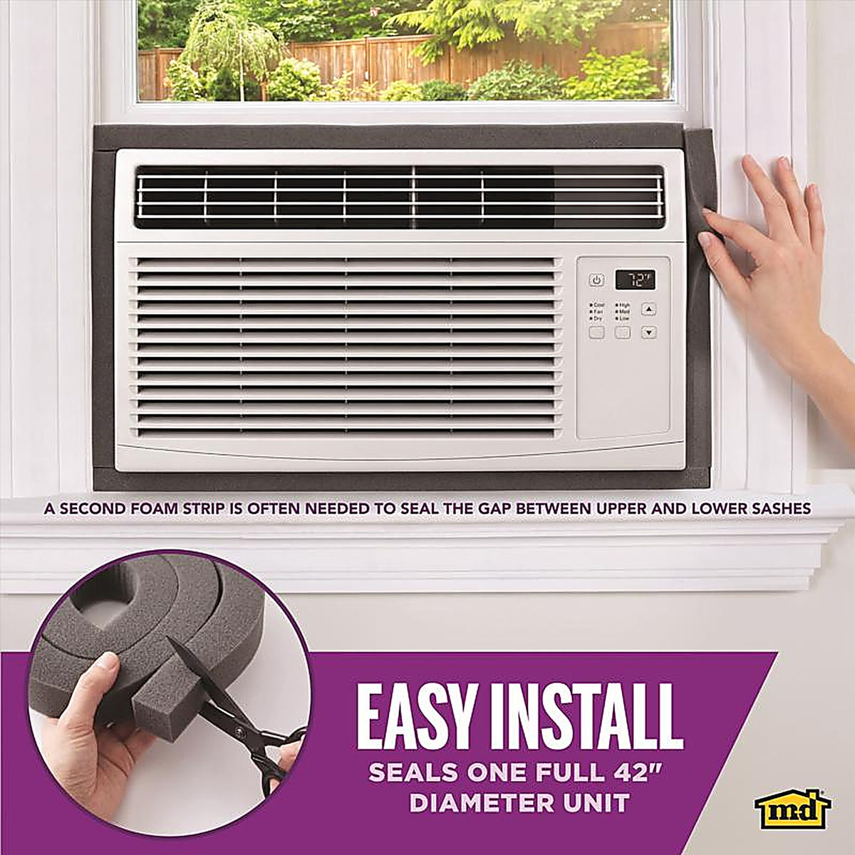 M-D 2535 Gray Foam Weather Stripping For Air Conditioner 42 in. L x 2-1/4 in.