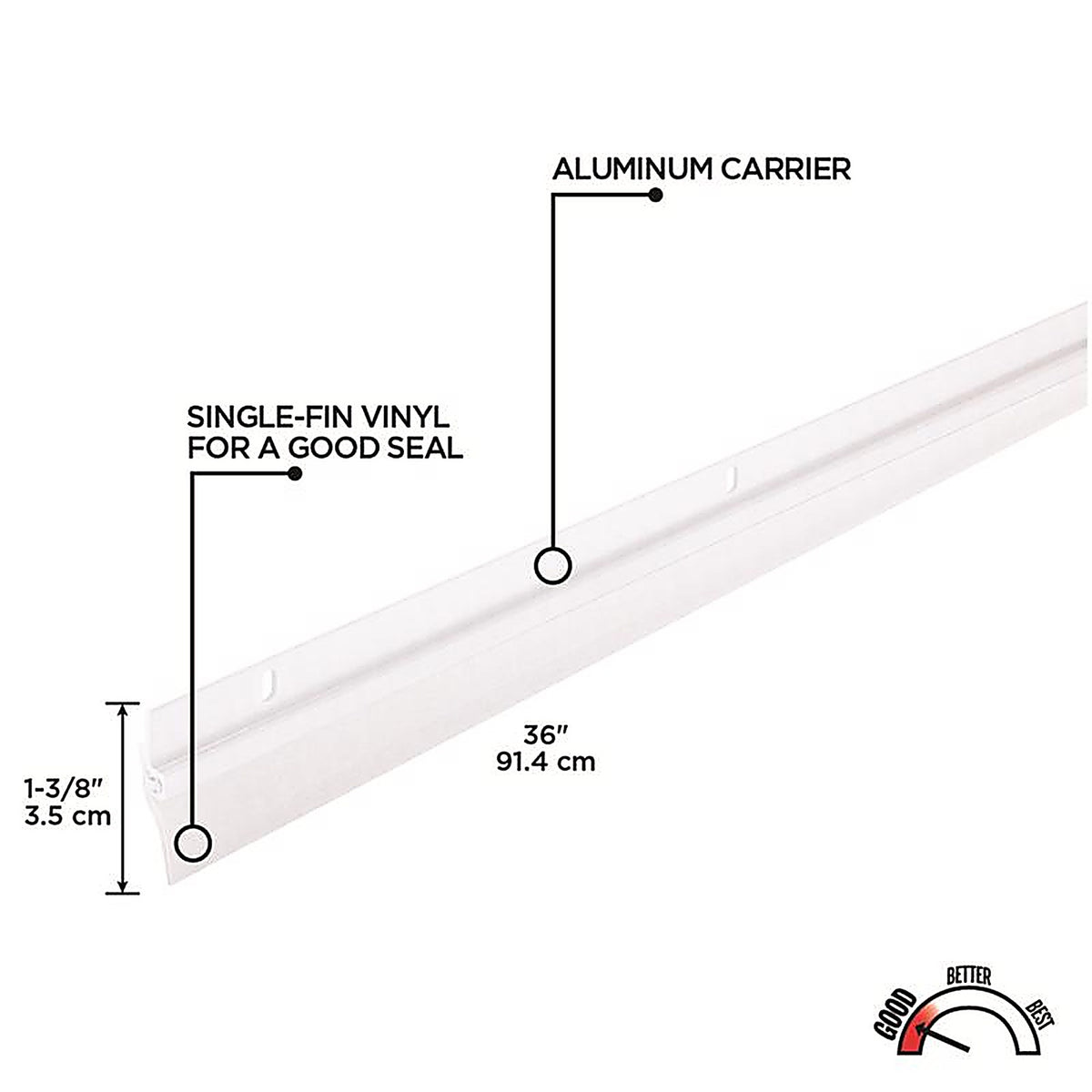 M-D 5215 White Aluminum Door Set Seal For Doors, Garage Doors 36 in. L x 1/4 in.