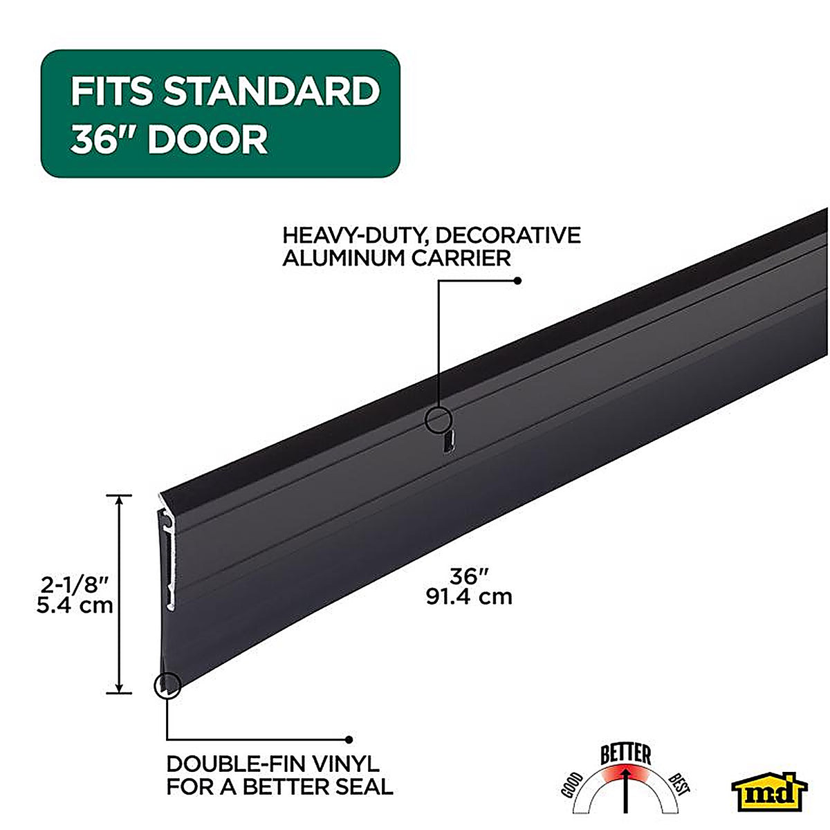 M-D 5652 Bronze Aluminum Sweep For Garage Doors, Garage Doors 36 in. L x 1/4 in.