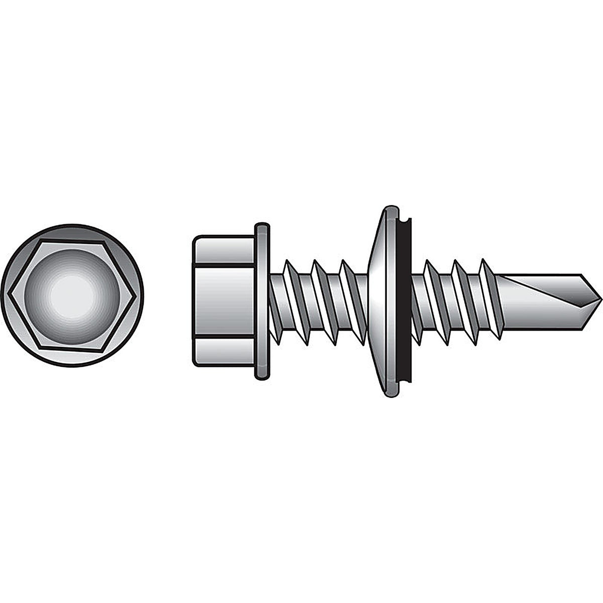 Hillman 561025 No. 10 x 3/4 in. L Hex Hex Washer Head Zinc-Plated Steel Self- Drilling Screws 100/Pack