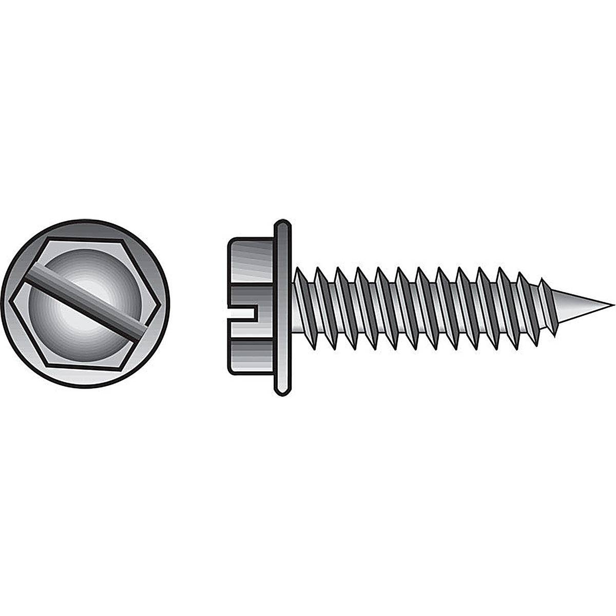 Hillman 82220 No. 6 x 3/8 in. L Slotted Hex Washer Head Zinc-Plated Steel Self-Piercing Screws 100/Pack