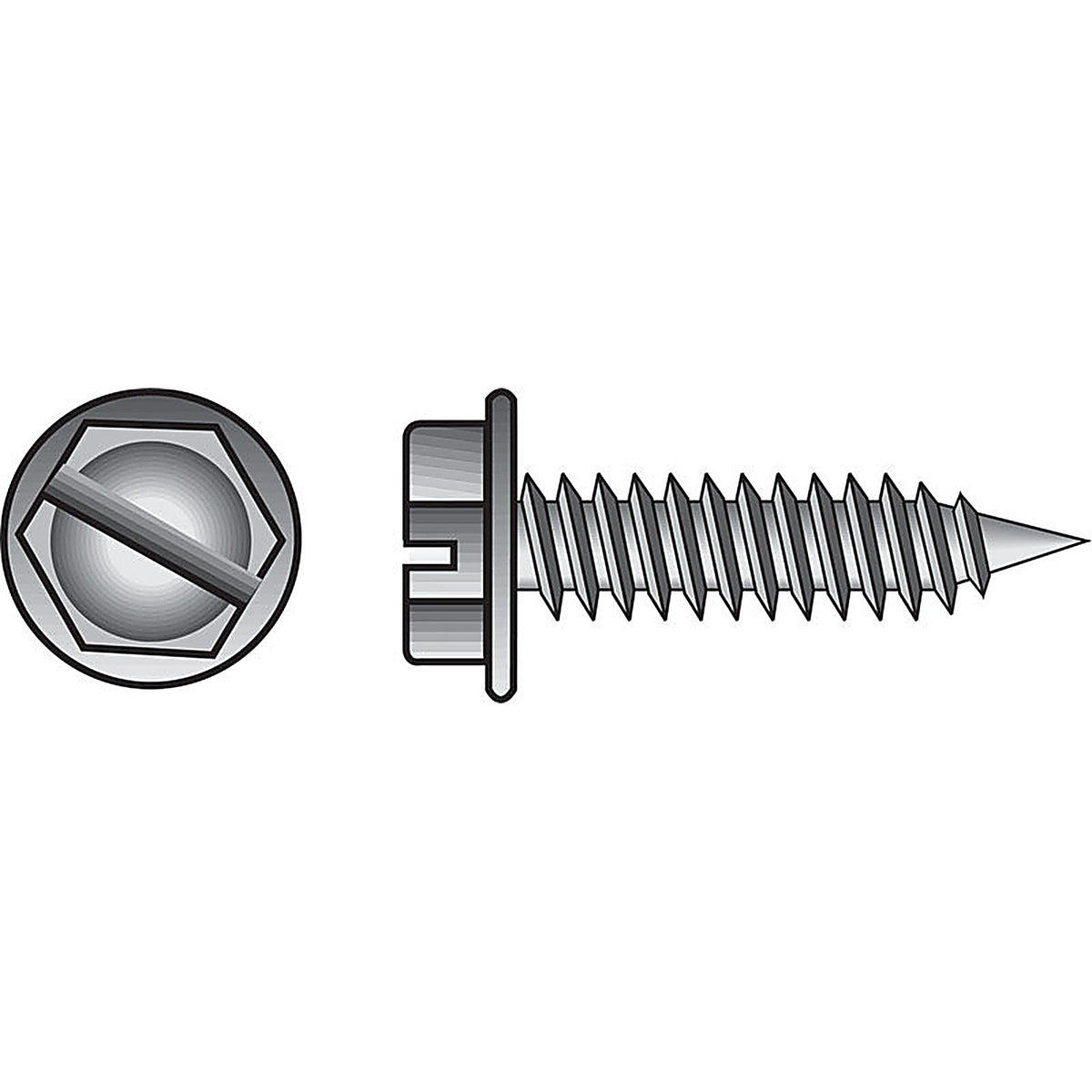 Hillman 82226 No. 8 x 1/2 in. L Slotted Hex Washer Head Zinc-Plated Steel Sheet Metal Screws 100 1/Pack
