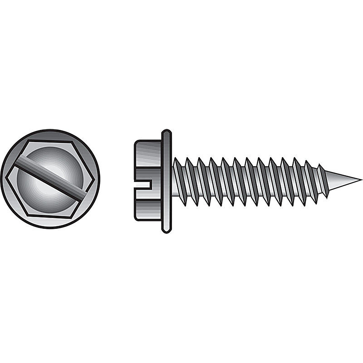 Hillman 82235 No. 10 x 3/4 in. L Slotted Hex Washer Head Zinc-Plated Steel Sheet Metal Screws 100/Pack