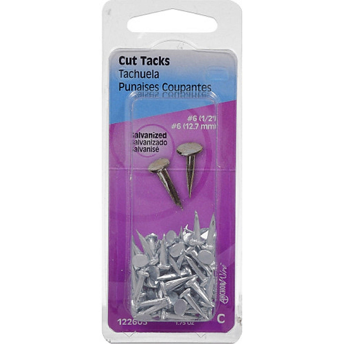 Hillman 122603 No. 6 x 1/2 in. L Galvanized Silver Steel Cut Tacks 1/Pack