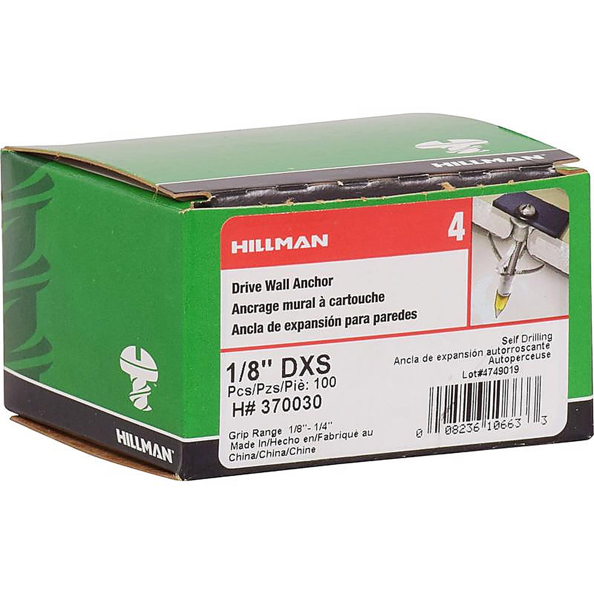 Hillman - 370030 - 1/8 In. D X 1.45 In. L Steel Pan Head Drive Wall Anchors 100 Piece