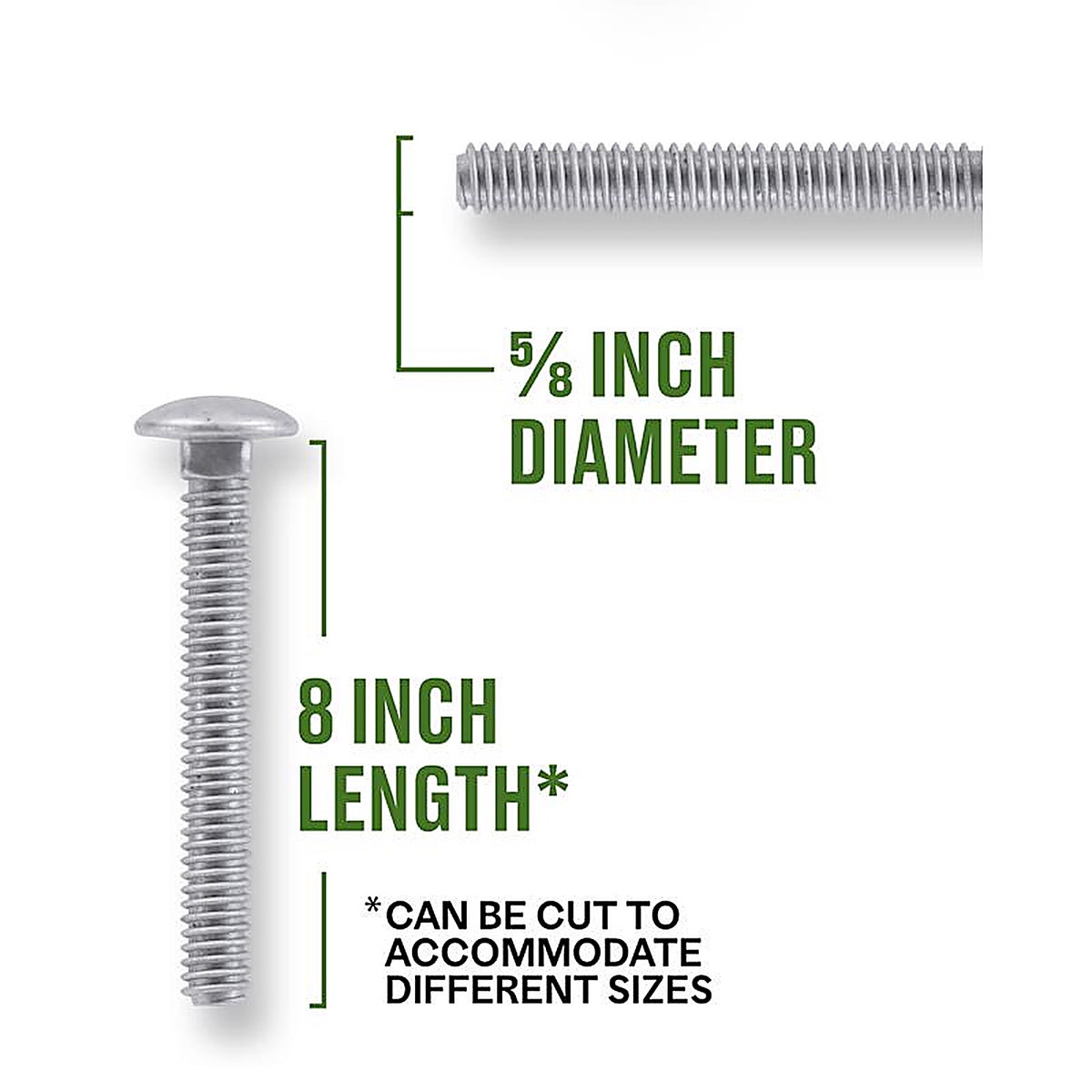 Hillman - 812650 - 5/8-11 In. X 8 In. L Hot Dipped Galvanized Steel Carriage Bolt 25 Pack