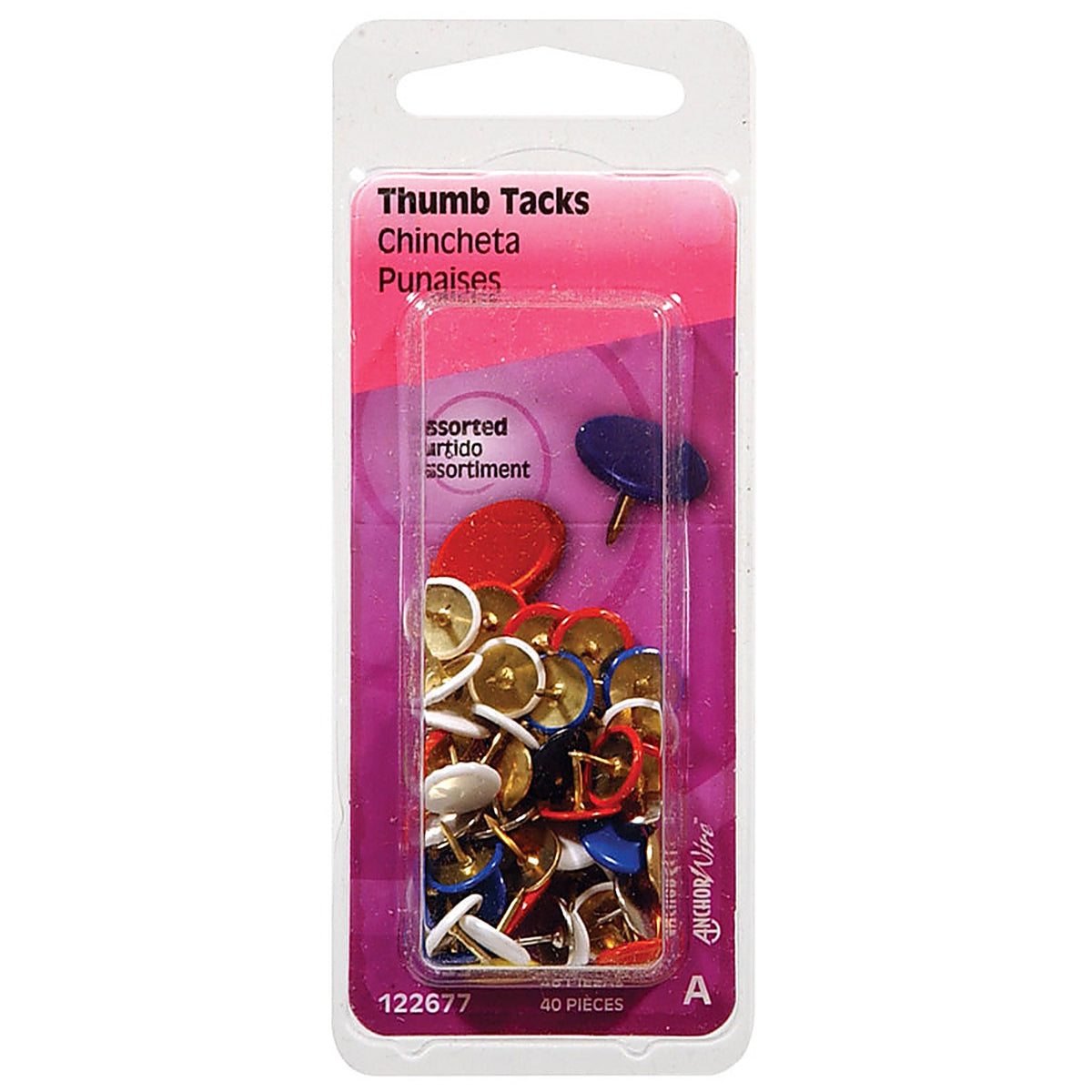 Hillman 122677 Assorted Push Pins 40/Pack