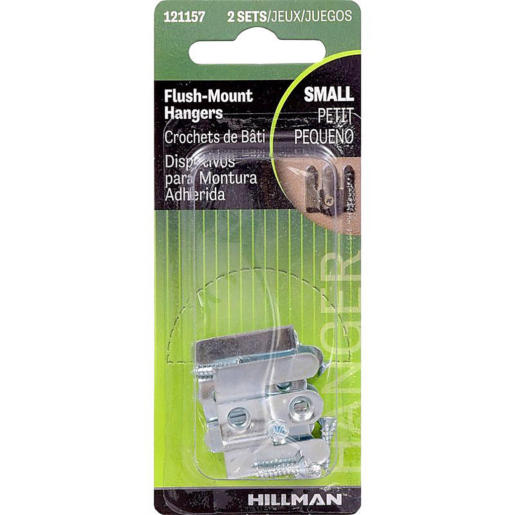 Hillman - 121157 - Zinc Silver Flush-Mount Picture Hanger 2 Pack