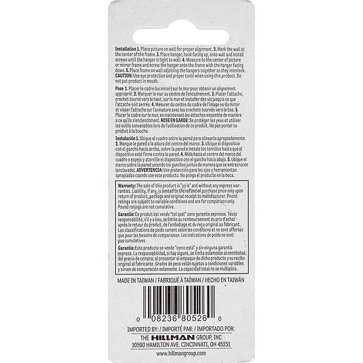 Hillman - 121157 - Zinc Silver Flush-Mount Picture Hanger 2 Pack