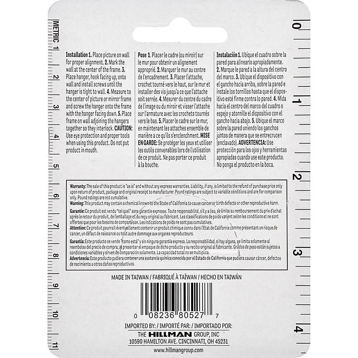 Hillman - 121158 - Zinc Silver Flush-Mount Picture Hanger 2 Pack