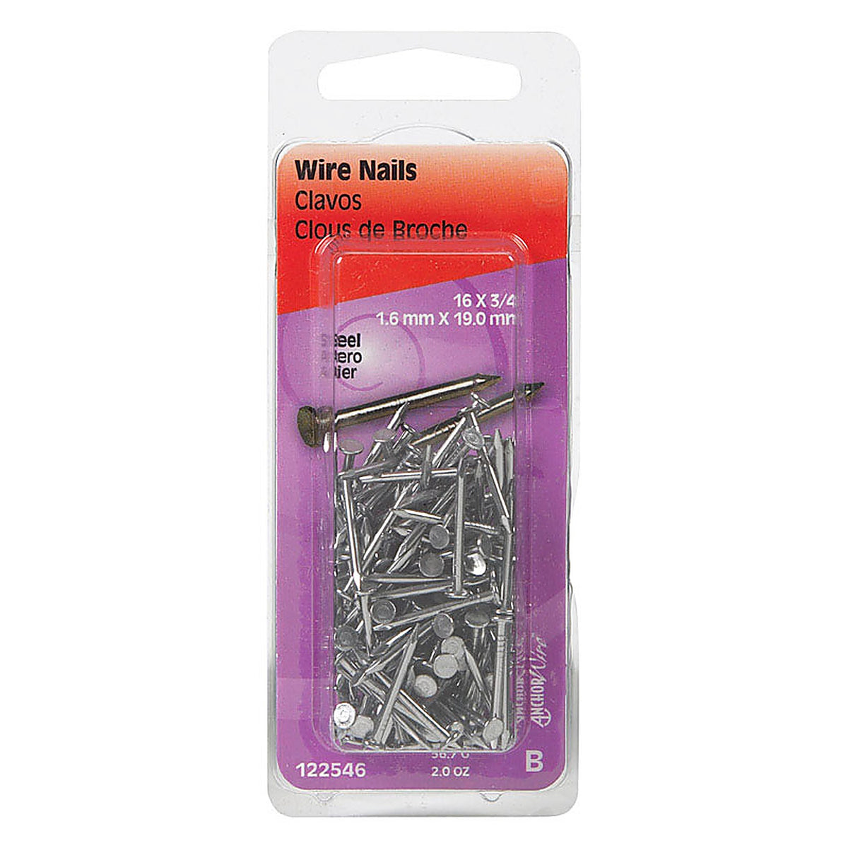 Hillman 122546 3/4 in. Wire Bright Steel Nail Flat