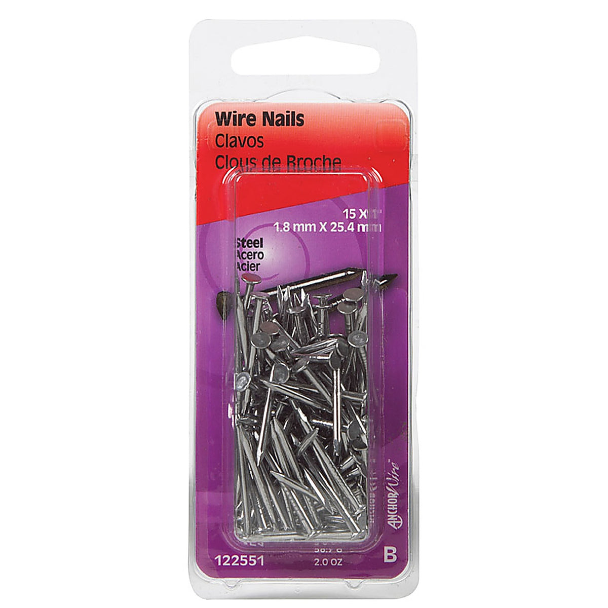 Hillman 122551 1 in. Wire Bright Steel Nail Flat